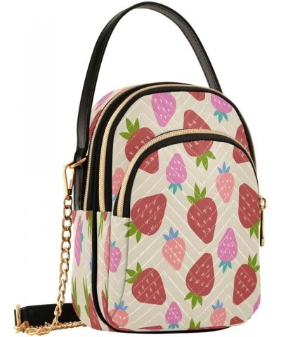 Red Pink Strawberry Crossbody Bag Small Shoulder Handbags Leather Purse for Women $11.96 Crossbody Bags