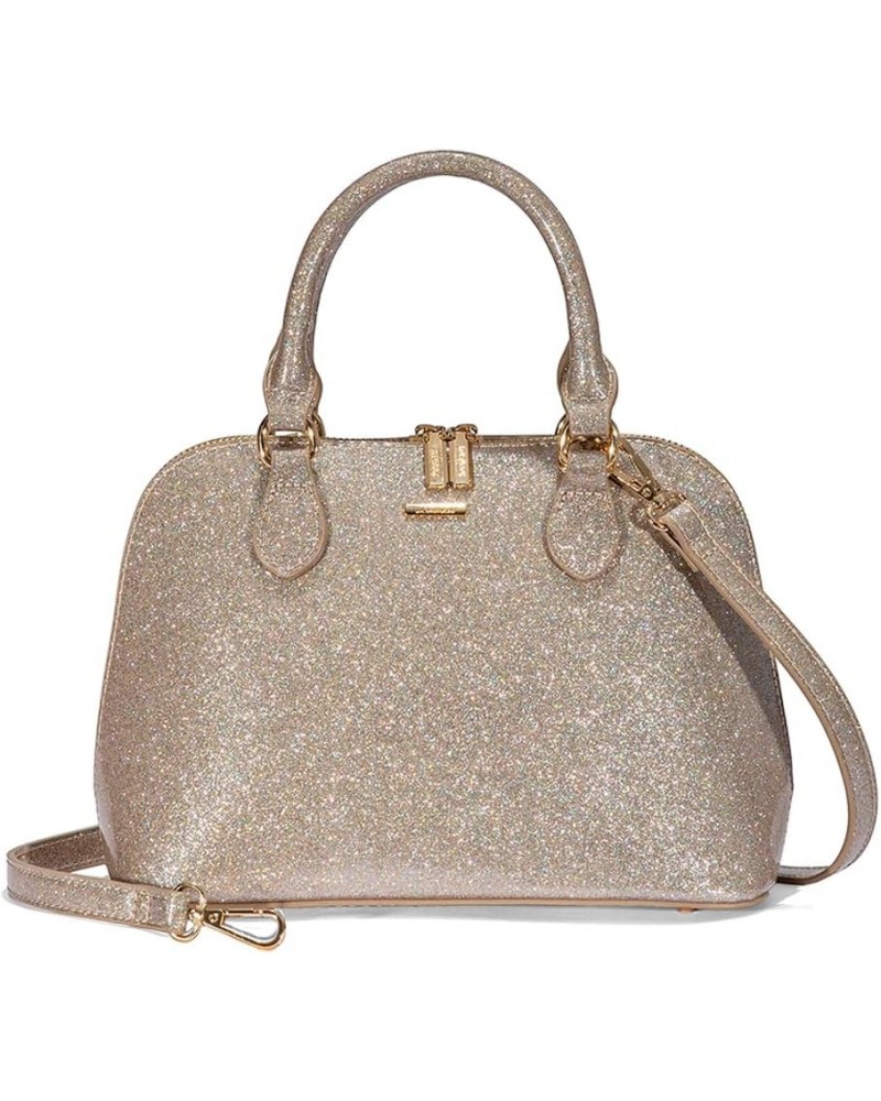 Small Crossbody Bags for Women Classic Double Zip Top Handle Dome Satchel Bag Shoulder Purse Shining Champagne $17.69 Satchels