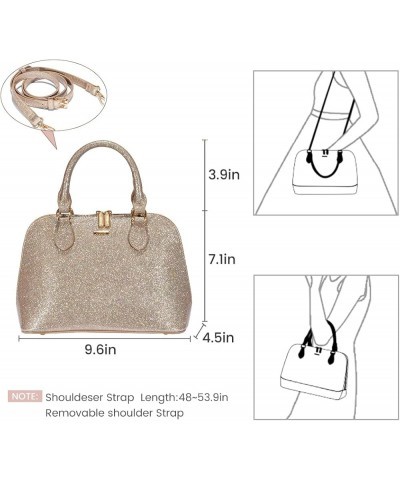 Small Crossbody Bags for Women Classic Double Zip Top Handle Dome Satchel Bag Shoulder Purse Shining Champagne $17.69 Satchels