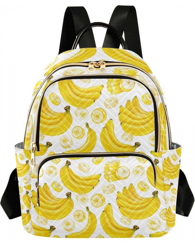 Watercolor Banana Backpack Purse for Women, Anti Theft Backpack Small Travel Backpack Shoulder Bag Mini(10.23'' x 5.11'' x 12...