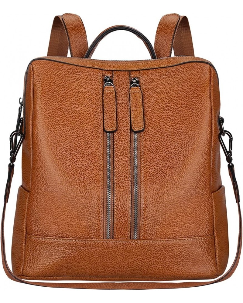 Women Genuine Leather Backpack Casual Convertible Shoulder Bag Purse Brown $33.60 Backpacks