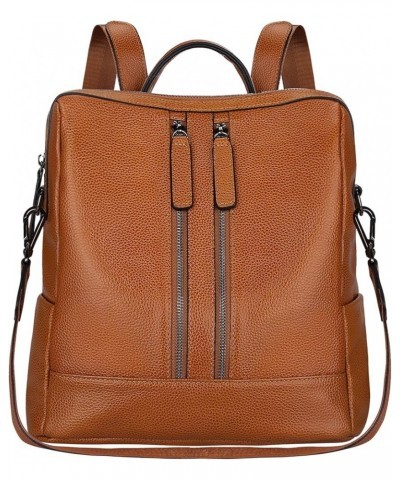 Women Genuine Leather Backpack Casual Convertible Shoulder Bag Purse Brown $33.60 Backpacks