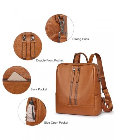 Women Genuine Leather Backpack Casual Convertible Shoulder Bag Purse Brown $33.60 Backpacks