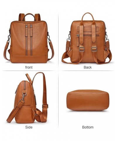 Women Genuine Leather Backpack Casual Convertible Shoulder Bag Purse Brown $33.60 Backpacks