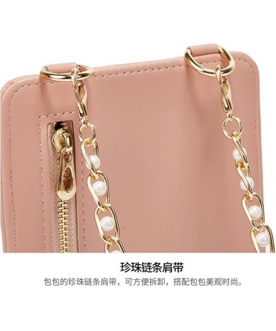 Crossbody Phone Bag for Women Quilted Leather Ladies Cross Body Handbags Pearl Chian Shoulder Strap Clutch Purse Pink $26.46 ...