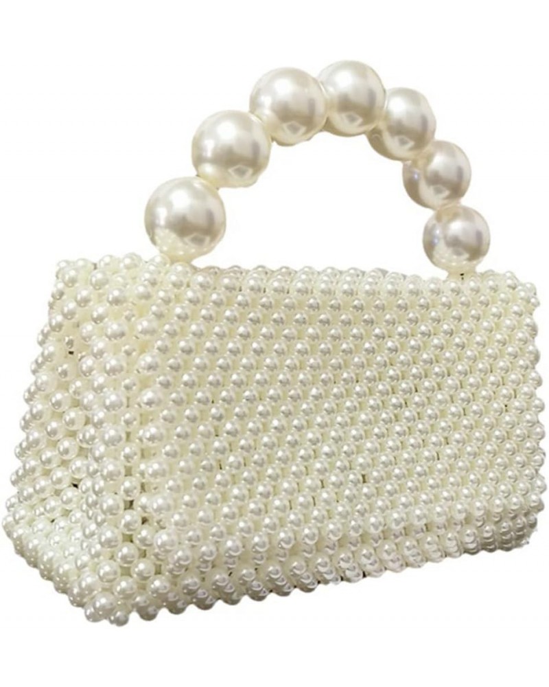 Handbag Evening bag for Women Girl,Handmade Pearl Clutch Purse Bridal Clutch Beaded Tote Bag for Party Wedding Style 4(white ...