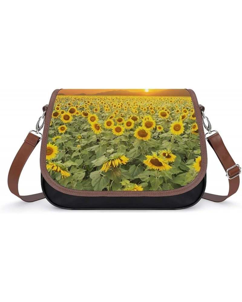 Leather Hobo Bags Women's Crossbody Shoulder Bag Classic City Top Handle Satchels Sunflower Setting Sun Color10 $22.00 Hobo Bags