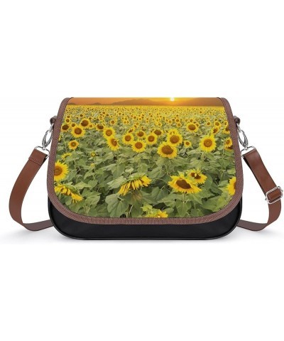 Leather Hobo Bags Women's Crossbody Shoulder Bag Classic City Top Handle Satchels Sunflower Setting Sun Color10 $22.00 Hobo Bags