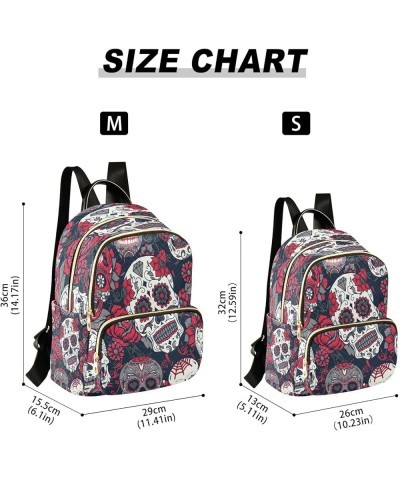 Day Of The Dead Skull Blossom Women Backpack Purse Ladies Fashion Shoulder Bag Daypack Travel Bag 7.5L Small $15.80 Backpacks