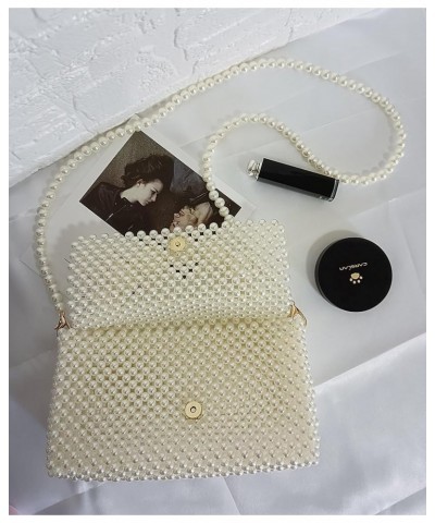 Handbag Evening bag for Women Girl,Handmade Pearl Clutch Purse Bridal Clutch Beaded Tote Bag for Party Wedding Style 4(white ...