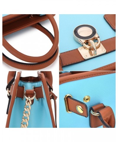 Women Handbags Top Handle Satchel Purse Shoulder Bag Hobo Bag Work Bag Set 2pcs Light Blue $24.29 Hobo Bags