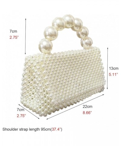 Handbag Evening bag for Women Girl,Handmade Pearl Clutch Purse Bridal Clutch Beaded Tote Bag for Party Wedding Style 4(white ...