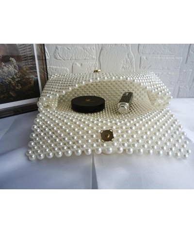 Handbag Evening bag for Women Girl,Handmade Pearl Clutch Purse Bridal Clutch Beaded Tote Bag for Party Wedding Style 4(white ...