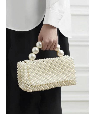 Handbag Evening bag for Women Girl,Handmade Pearl Clutch Purse Bridal Clutch Beaded Tote Bag for Party Wedding Style 4(white ...