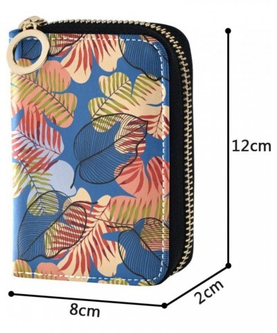 Retro Palm Leaves Credit Card Wallet, Leather Zipper Card Cases Holder for Women RFID Blocking Small Wallet $9.69 Wallets