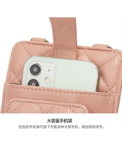 Crossbody Phone Bag for Women Quilted Leather Ladies Cross Body Handbags Pearl Chian Shoulder Strap Clutch Purse Pink $26.46 ...