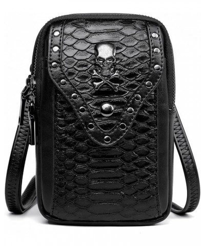 Punk Gothic Skull Carry Purse Snake Pattern Women Handbag Single Shoulder Waist Bag Cell Phone Wallet Steampunk Retro Women T...