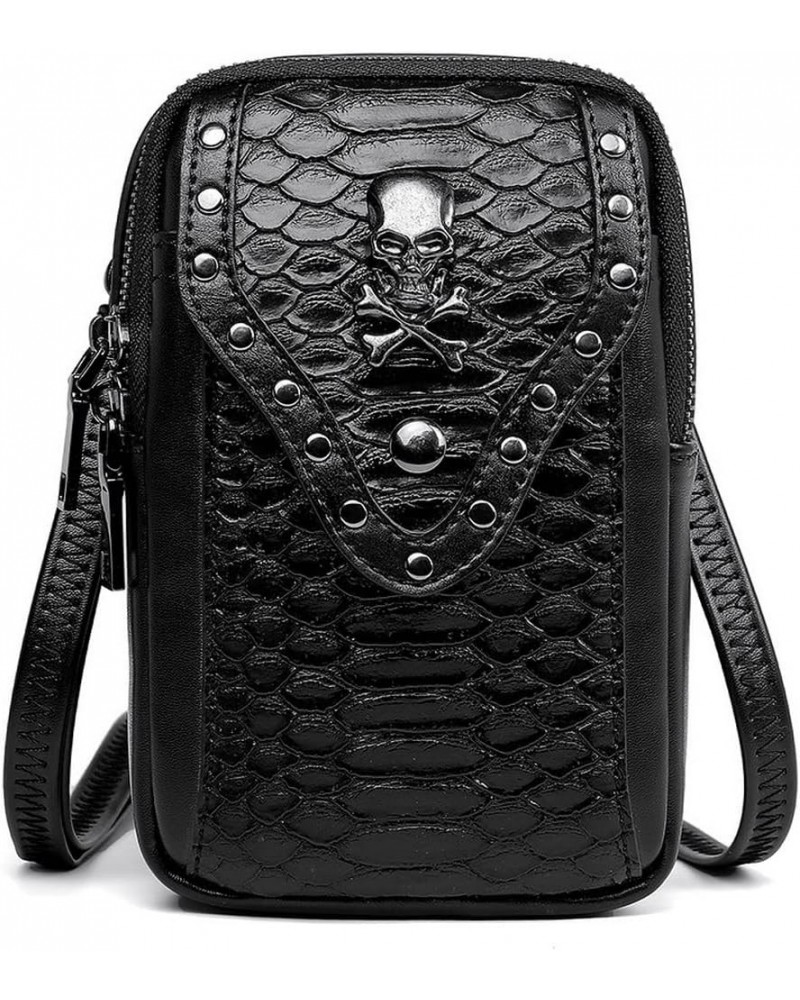 Punk Gothic Skull Carry Purse Snake Pattern Women Handbag Single Shoulder Waist Bag Cell Phone Wallet Steampunk Retro Women T...