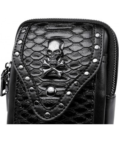 Punk Gothic Skull Carry Purse Snake Pattern Women Handbag Single Shoulder Waist Bag Cell Phone Wallet Steampunk Retro Women T...