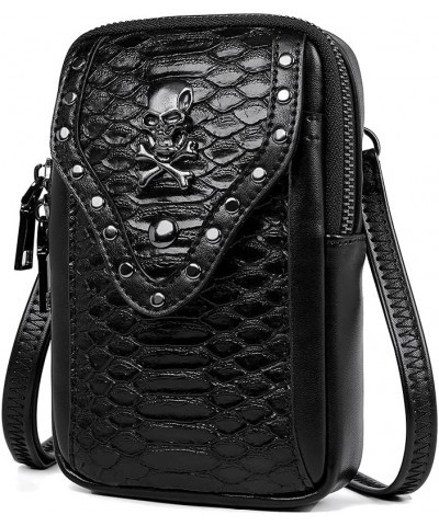 Punk Gothic Skull Carry Purse Snake Pattern Women Handbag Single Shoulder Waist Bag Cell Phone Wallet Steampunk Retro Women T...