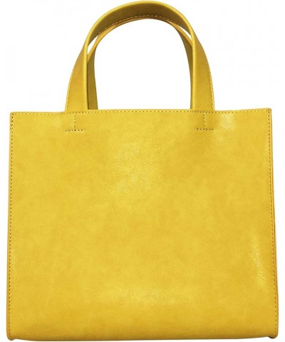 Mine Women's Vegan Faux Leather Signature Square Handbag Yellow $49.35 Satchels