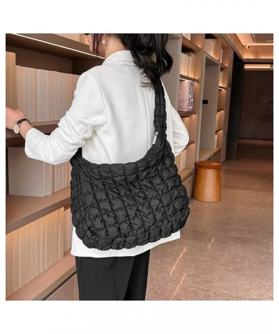 Quilted Tote Bag Cotton Padded Puffy Shoulder Bag Puffer Crossbody Hobo Bag Padding Purse Lightweight Large Handbag for Women...