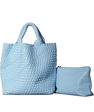 Woven Bag for Women, Vegan Soft Leather Tote Bag Large Fashion beach bag and Purse Retro Handmade Shoulder Bag Light Blue $36...