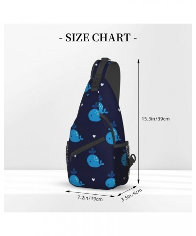 Cute Blue Whales Seamless Cross Chest Bag Diagonally Unisex Crossbody Backpack Travel Backpack, Lightweight Casual Chest Dayp...