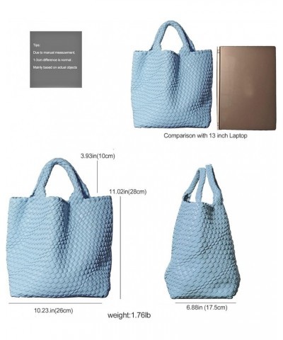 Woven Bag for Women, Vegan Soft Leather Tote Bag Large Fashion beach bag and Purse Retro Handmade Shoulder Bag Light Blue $36...