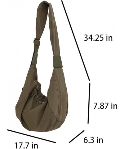 Nylon Casual Crescent Crossbody Bag for Women Lightweight Hobo Bag Large Shoulder Dumpling Bag (Black) Brown $20.28 Totes