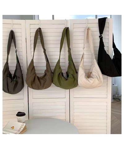 Nylon Casual Crescent Crossbody Bag for Women Lightweight Hobo Bag Large Shoulder Dumpling Bag (Black) Brown $20.28 Totes