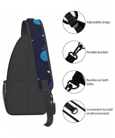 Cute Blue Whales Seamless Cross Chest Bag Diagonally Unisex Crossbody Backpack Travel Backpack, Lightweight Casual Chest Dayp...