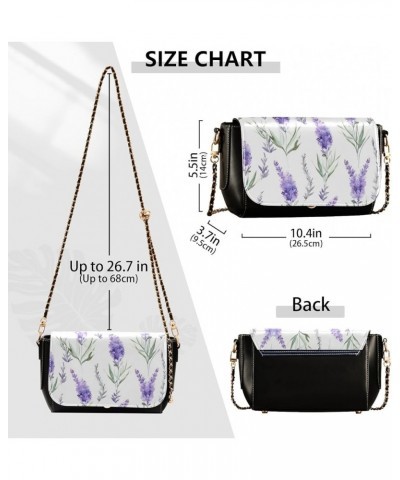 Watercolor Lavender Flowers Womens Leather Crossbody, Leather Gifts for Women, Faux Leather Crossbody Bag Watercolor Lavender...