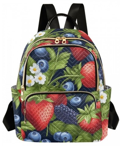 Small Fashion Backpack for Women Bunch Strawberries Print Ladies Travel Daypack Aesthetic Shoulder Bag 11.4×6.1×14.1 IN $15.0...