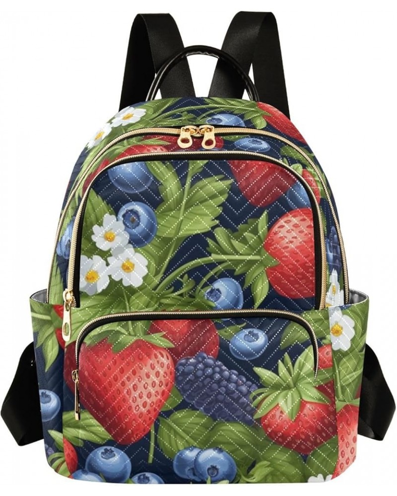 Small Fashion Backpack for Women Bunch Strawberries Print Ladies Travel Daypack Aesthetic Shoulder Bag 11.4×6.1×14.1 IN $15.0...