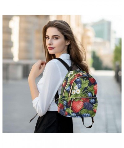 Small Fashion Backpack for Women Bunch Strawberries Print Ladies Travel Daypack Aesthetic Shoulder Bag 11.4×6.1×14.1 IN $15.0...