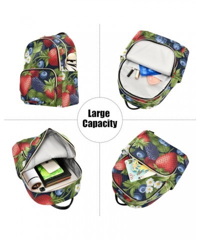 Small Fashion Backpack for Women Bunch Strawberries Print Ladies Travel Daypack Aesthetic Shoulder Bag 11.4×6.1×14.1 IN $15.0...