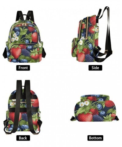 Small Fashion Backpack for Women Bunch Strawberries Print Ladies Travel Daypack Aesthetic Shoulder Bag 11.4×6.1×14.1 IN $15.0...