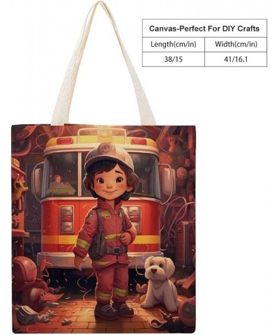 Canvas Tote Bag Fireman with Dog Makeup Bags Firefighter Gifts for Firemen Lightweight Washable Trendy Beach Totebag-1 $11.28...