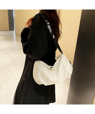 Women Nylon Shoulder Handbag Fashion Solid Color Crossbody Bag Lightweight Small Square Tote Bag Beige $13.49 Shoulder Bags