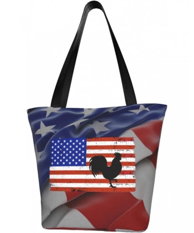 American Flag Chicken Women'S Casual One Shoulder Carry Shopping Bag Large Capacity Working Storage Handbag $15.07 Shoulder Bags