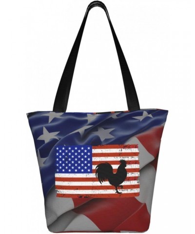 American Flag Chicken Women'S Casual One Shoulder Carry Shopping Bag Large Capacity Working Storage Handbag $15.07 Shoulder Bags