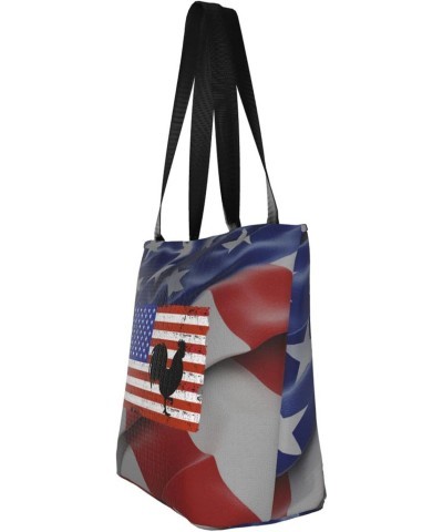 American Flag Chicken Women'S Casual One Shoulder Carry Shopping Bag Large Capacity Working Storage Handbag $15.07 Shoulder Bags