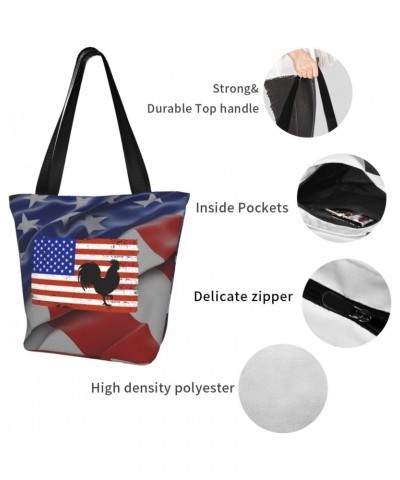 American Flag Chicken Women'S Casual One Shoulder Carry Shopping Bag Large Capacity Working Storage Handbag $15.07 Shoulder Bags