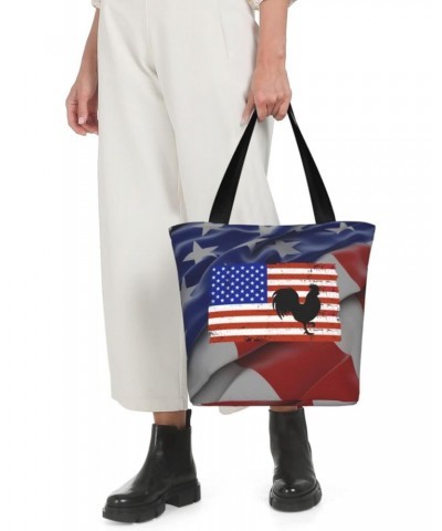 American Flag Chicken Women'S Casual One Shoulder Carry Shopping Bag Large Capacity Working Storage Handbag $15.07 Shoulder Bags