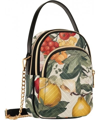 Blue Elephant Coloful Sky Women Crossbody Bags Chain Crossbody Bag Phone Purse Fruits Vintage Pattern $10.69 Shoulder Bags