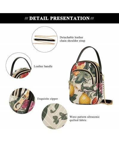 Blue Elephant Coloful Sky Women Crossbody Bags Chain Crossbody Bag Phone Purse Fruits Vintage Pattern $10.69 Shoulder Bags