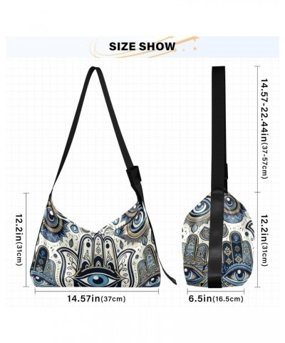 Unisex Shoulder Bag Crossbody Handbag Blue-turkish-eyes-hand Women Casual Hobo Bag Lightweight PU Leather Tote $18.90 Crossbo...