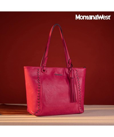 Tote Purses and Handbags for Women Large Hobo Shoulder Top Handle Bags with Zipper A-a-hot Pink $20.64 Shoulder Bags