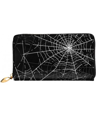 Spiders Web Leather Wallet Long Clutch Purse Fashion Wristlet Handbag For Women And Men $26.62 Wristlets